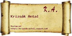 Krizsák Antal névjegykártya