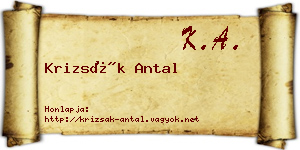 Krizsák Antal névjegykártya